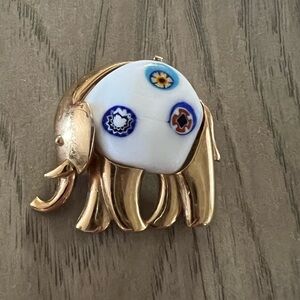 Eisenberg Vintage Millefiori Elephant Brooch